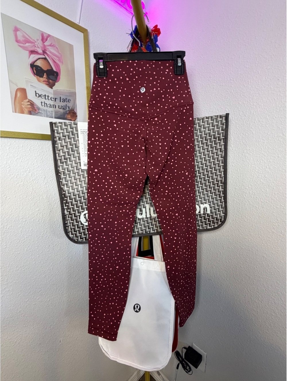 Lululemon Align No Line HR Pant 25" - Scattered Heart Pink Dot Print, Size 4 NWT